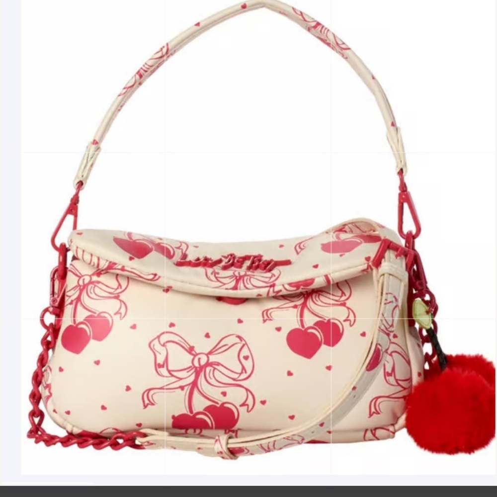 NWT Luv Betsey by Betsey Johnson Coral Cherry Flap Shoulder Bag